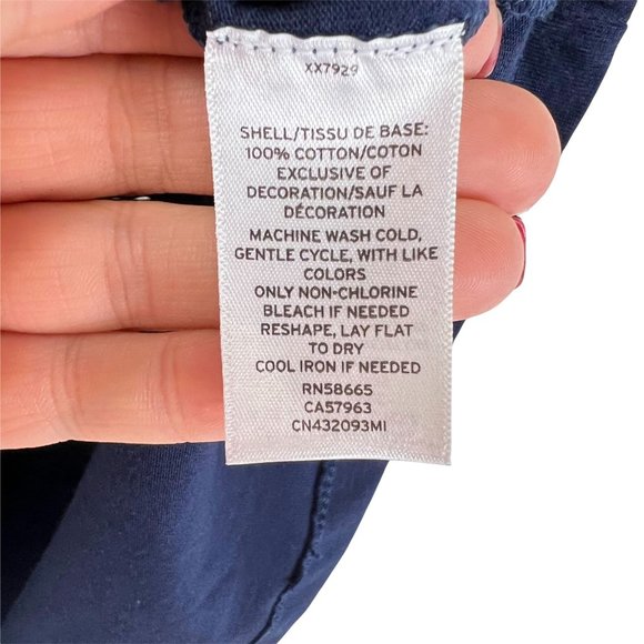 NWT Caslon 100% Cotton Flutter Sleeve Button Up Navy Blouse Top Women's Size XXL - Picture 4 of 11